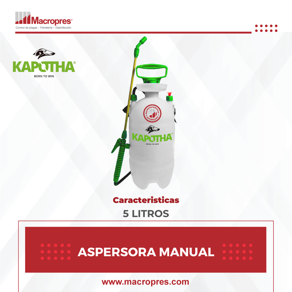 ASPERSORA MANUAL 5 LITROS KAPOTHA 